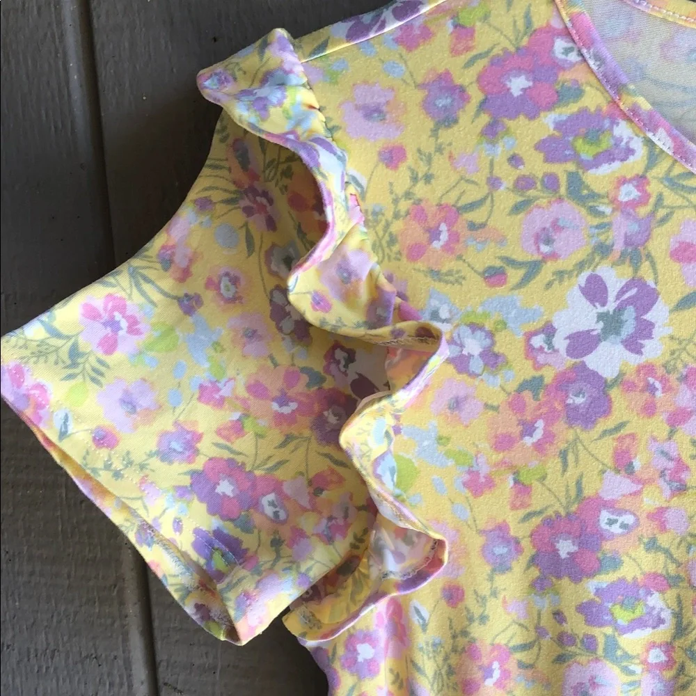 BCBGirls Yellow Floral Ruffle Dress